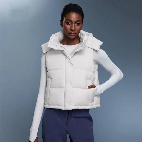 Women’s 90% White Duck Down Puffer Vest – Short, Warm, Windproof Hooded Winter Gilet