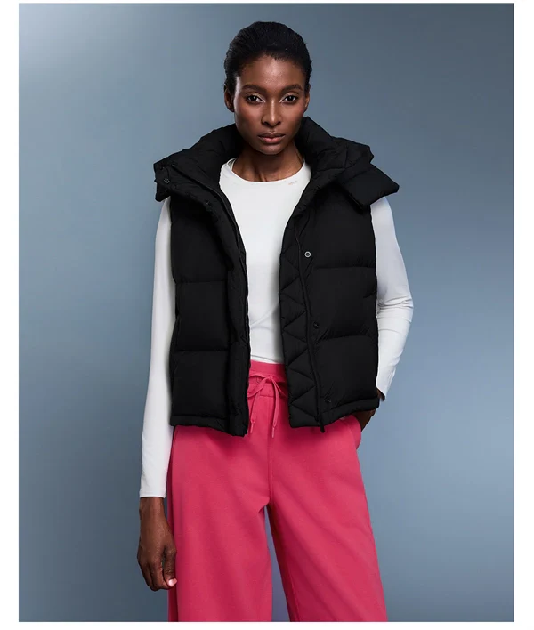 Women’s 90% White Duck Down Puffer Vest – Short, Warm, Windproof Hooded Winter Gilet