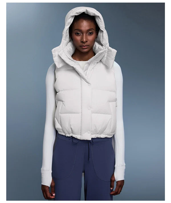 Women’s 90% White Duck Down Puffer Vest – Short, Warm, Windproof Hooded Winter Gilet