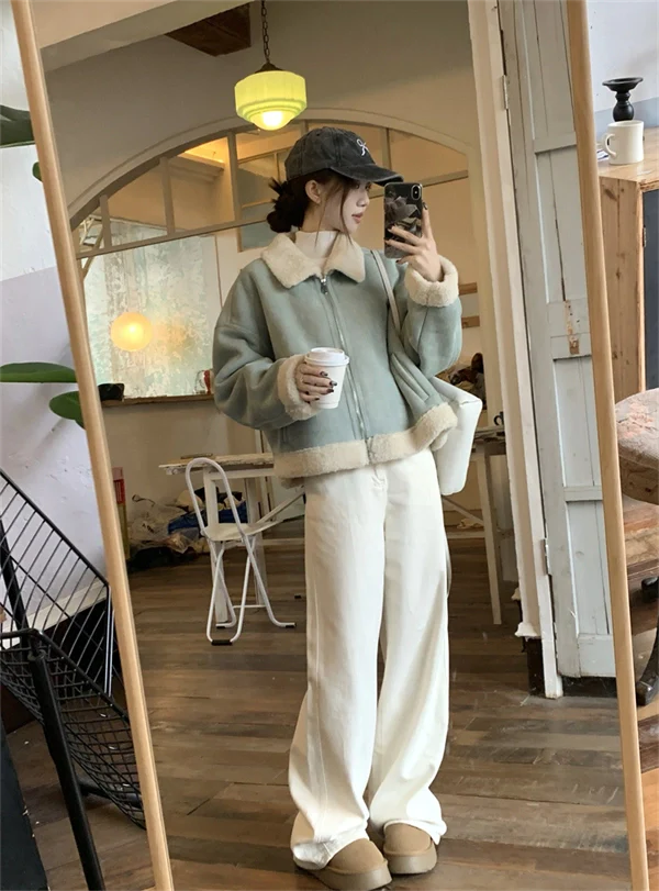 Women’s Faux Shearling Jacket – Cozy Autumn & Winter Warm Coat, Elegant Chic Style