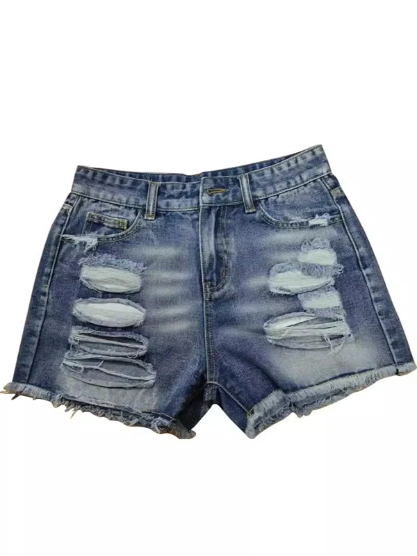 Women's High-Waisted Fringe Denim Shorts