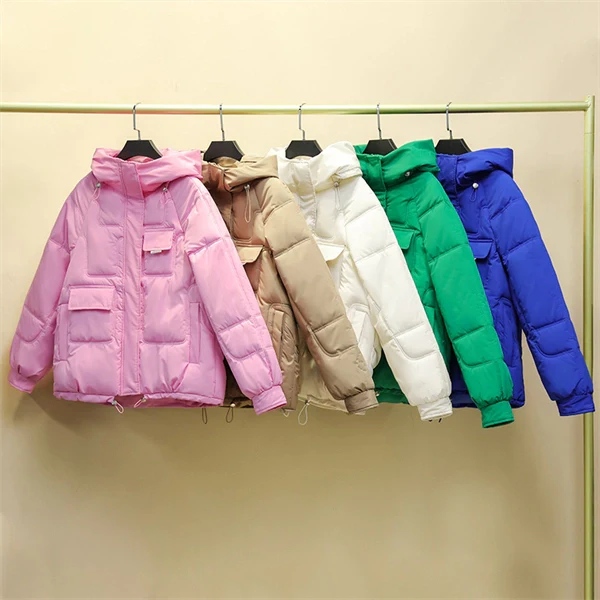 Women's Hooded Puffer Jacket - Winter Thick Quilted Coat with Multi-Pockets, Plus Size Available