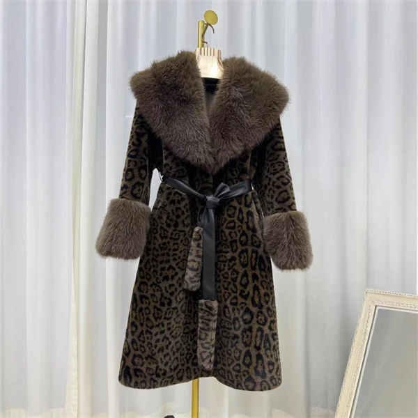 Women's Leopard Print Gold Mink Velvet Coat – Loose Fit, Elegant & Stylish Outerwear