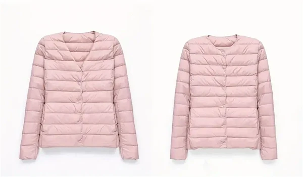 Women’s Lightweight V-Neck Down Jacket – Warm Winter Coat, Button Front, Long Sleeve, Solid Color, Casual & Portable