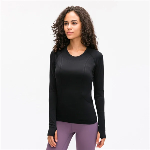 Women’s Long Sleeve Quick-Dry Sports Top – Seamless, Breathable Running & Yoga Shirt
