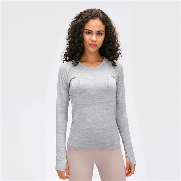 Women’s Long Sleeve Quick-Dry Sports Top – Seamless, Breathable Running & Yoga Shirt