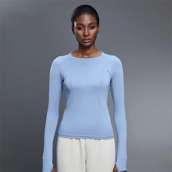 Women’s Long Sleeve Quick-Dry Sports Top – Seamless, Breathable Running & Yoga Shirt