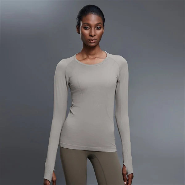 Women’s Long Sleeve Quick-Dry Sports Top – Seamless, Breathable Running & Yoga Shirt