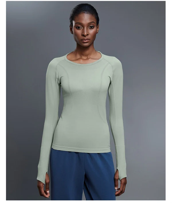 Women’s Long Sleeve Quick-Dry Sports Top – Seamless, Breathable Running & Yoga Shirt