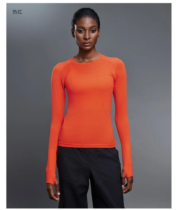 Women’s Long Sleeve Quick-Dry Sports Top – Seamless, Breathable Running & Yoga Shirt