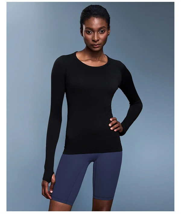Women’s Long Sleeve Quick-Dry Sports Top – Seamless, Breathable Running & Yoga Shirt
