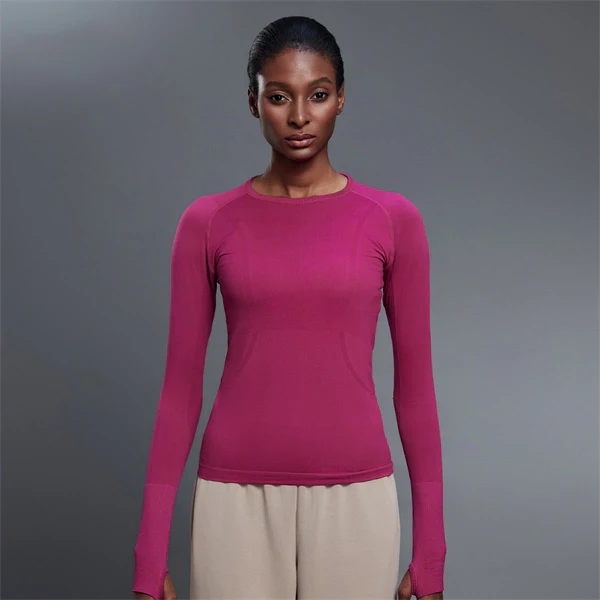 Women’s Long Sleeve Quick-Dry Sports Top – Seamless, Breathable Running & Yoga Shirt