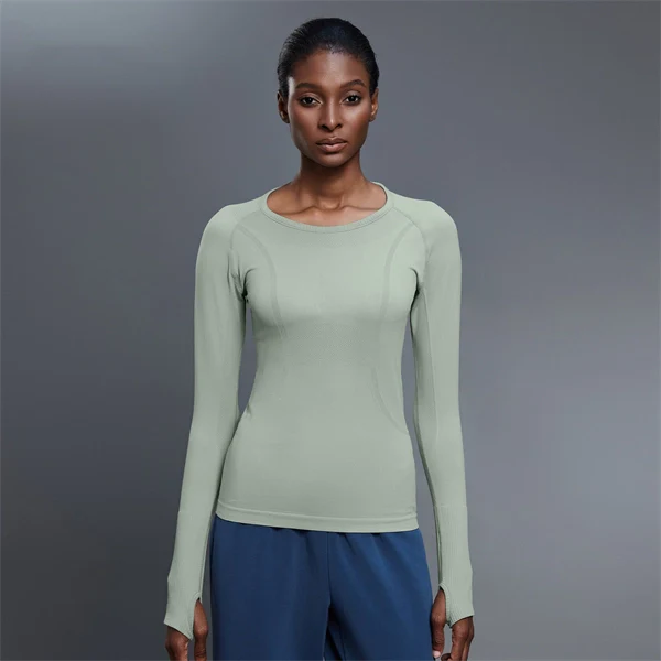 Women’s Long Sleeve Quick-Dry Sports Top – Seamless, Breathable Running & Yoga Shirt