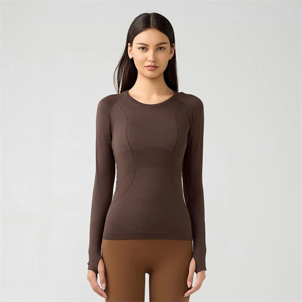 Women’s Long Sleeve Quick-Dry Sports Top – Seamless, Breathable Running & Yoga Shirt