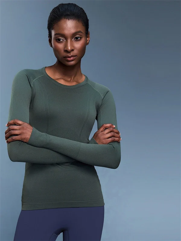Women’s Long Sleeve Quick-Dry Sports Top – Seamless, Breathable Running & Yoga Shirt