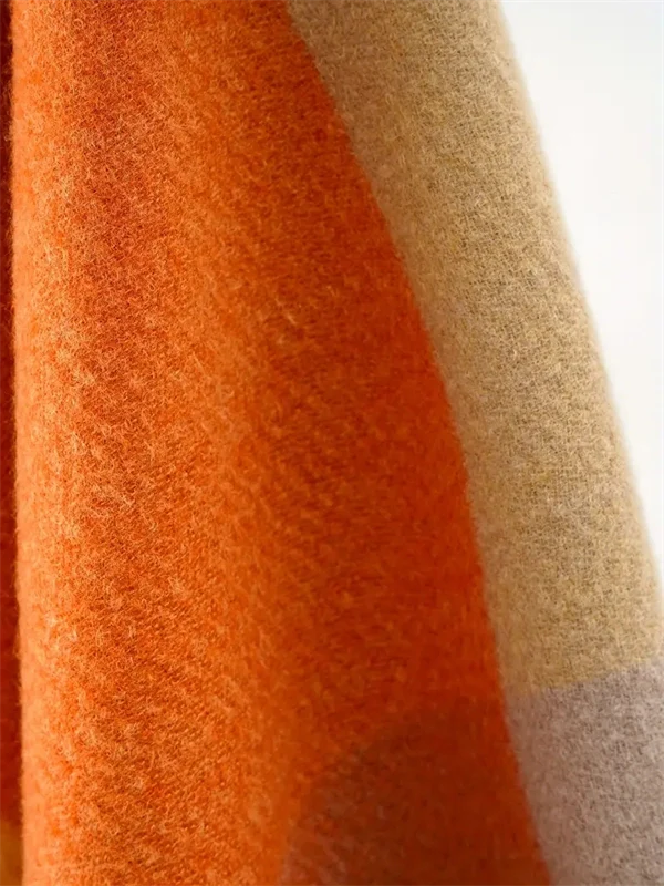 Women's Oversized Plaid Poncho Shawl - Fringed Wrap Cardigan for Fall Winter