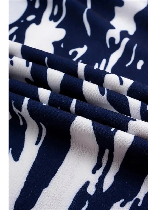 Women's Patriotic 4th of July V-Neck T-Shirt – American Flag Camo Print, Red White & Blue – Casual Summer Top with Button Detail, Regular & Plus Sizes