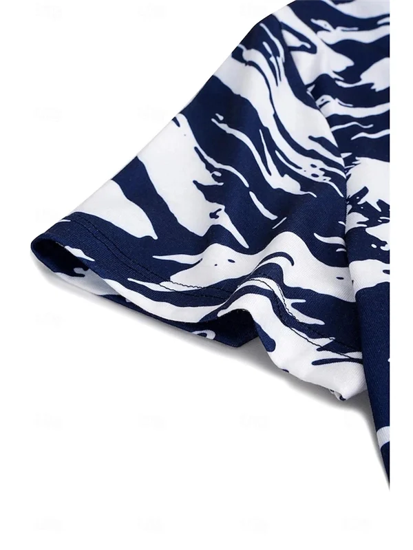 Women's Patriotic 4th of July V-Neck T-Shirt – American Flag Camo Print, Red White & Blue – Casual Summer Top with Button Detail, Regular & Plus Sizes