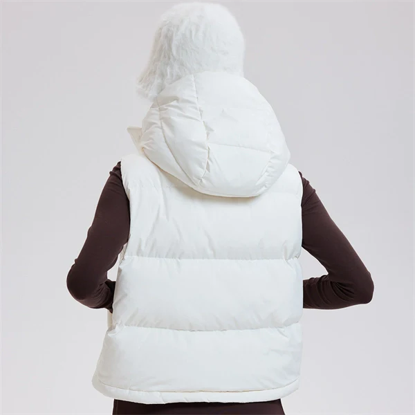 Women's Puffer Vest – White Goose Down Hooded Jacket