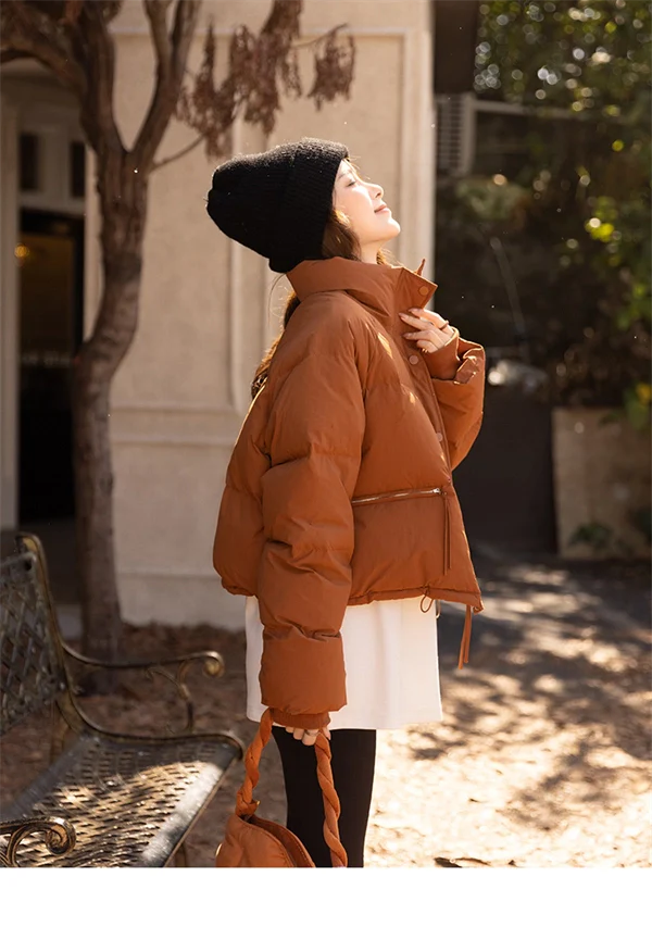 Women's Short Puffer Down Jacket – Warm Winter Coat with White Duck Down