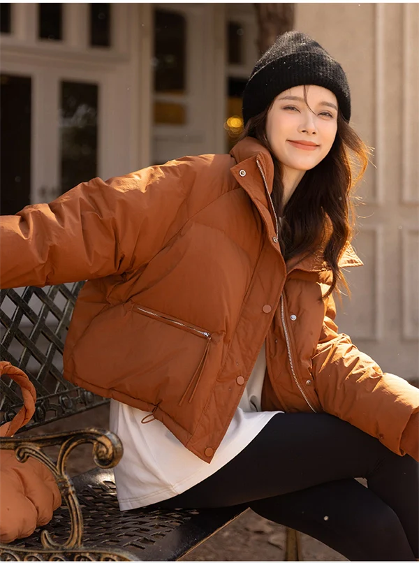 Women's Short Puffer Down Jacket – Warm Winter Coat with White Duck Down