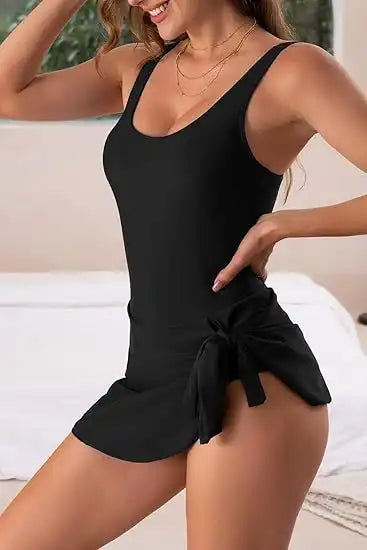Womens Tummy Control Swimdress One Piece Skirt Swimwear