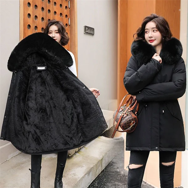 Women's Winter Parka Coat – Mid-Length Puffer Jacket, Warm Cotton Padding, Oversized Fit 2025 Fashion
