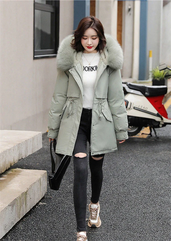 Women's Winter Parka Coat – Mid-Length Puffer Jacket, Warm Cotton Padding, Oversized Fit 2025 Fashion
