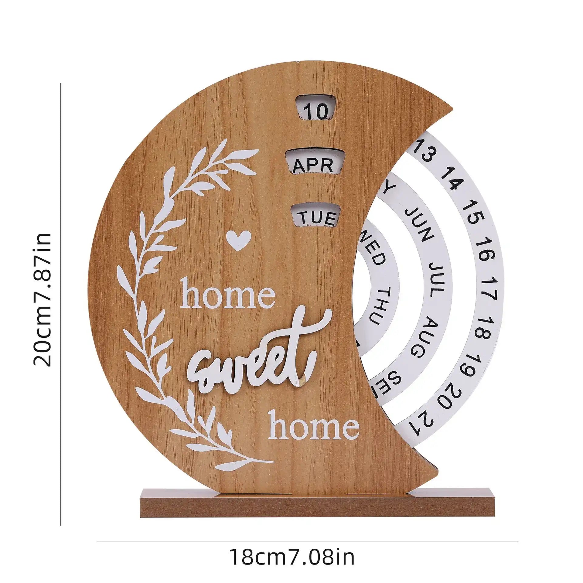 Wooden Rotating Perpetual Calendar - Desktop Date Display for Home & Office