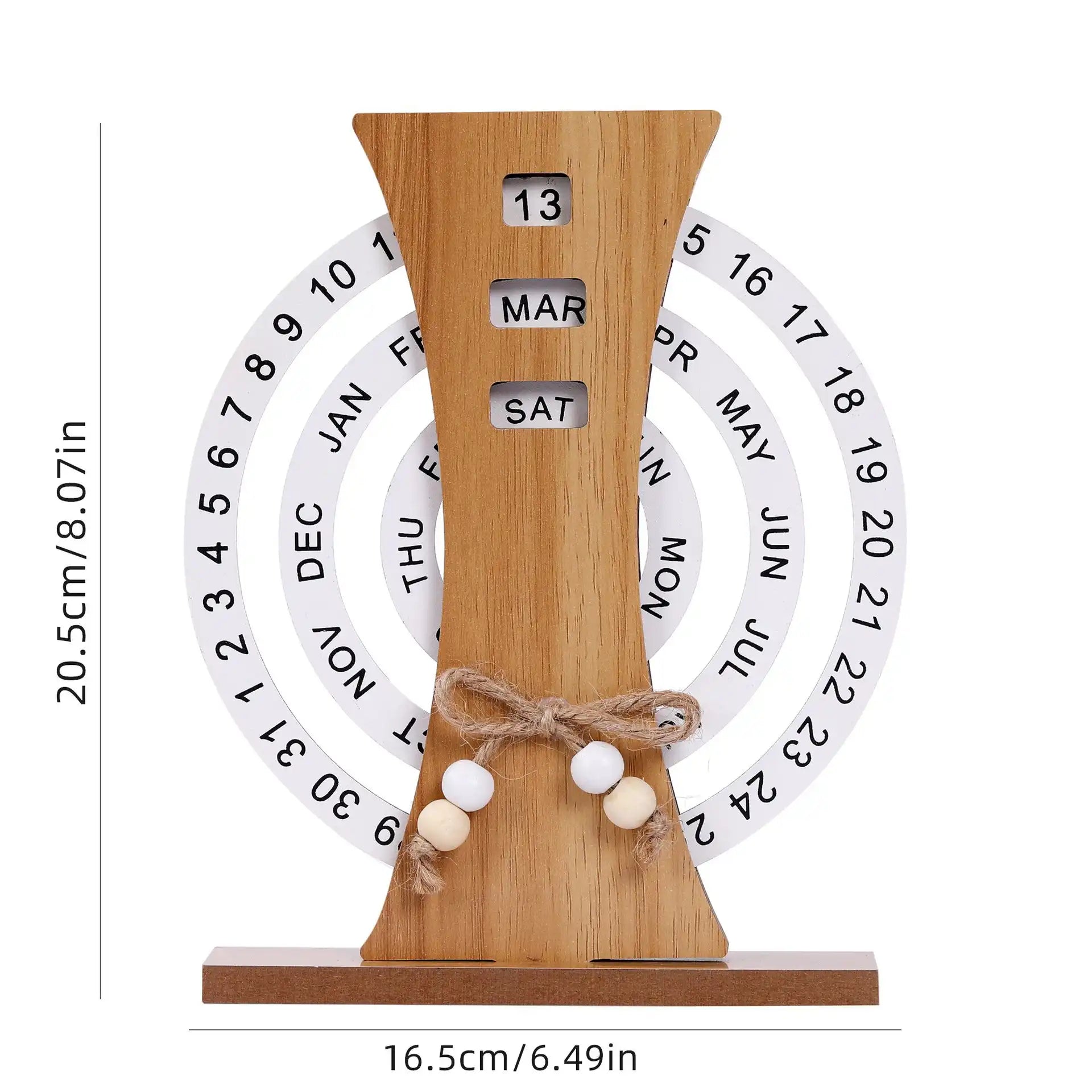 Wooden Rotating Perpetual Calendar - Desktop Date Display for Home & Office