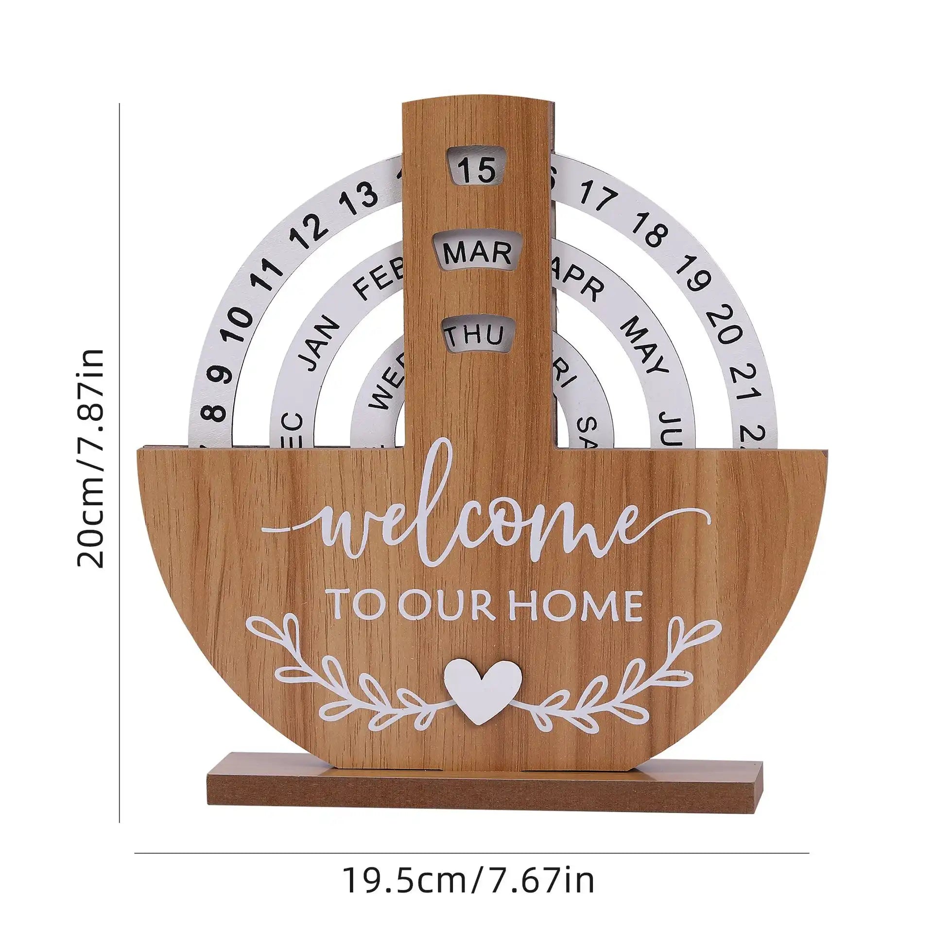 Wooden Rotating Perpetual Calendar - Desktop Date Display for Home & Office