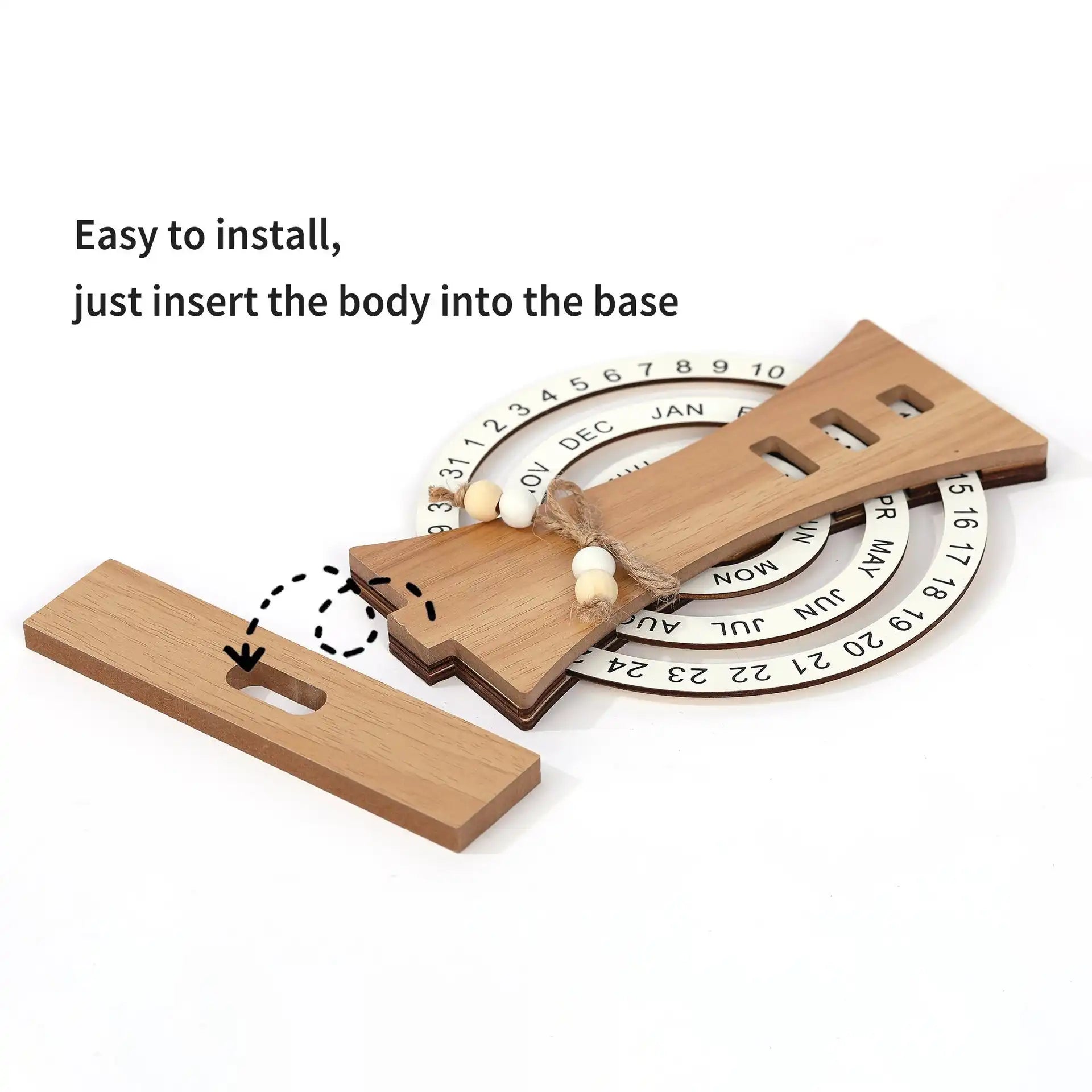 Wooden Rotating Perpetual Calendar - Desktop Date Display for Home & Office