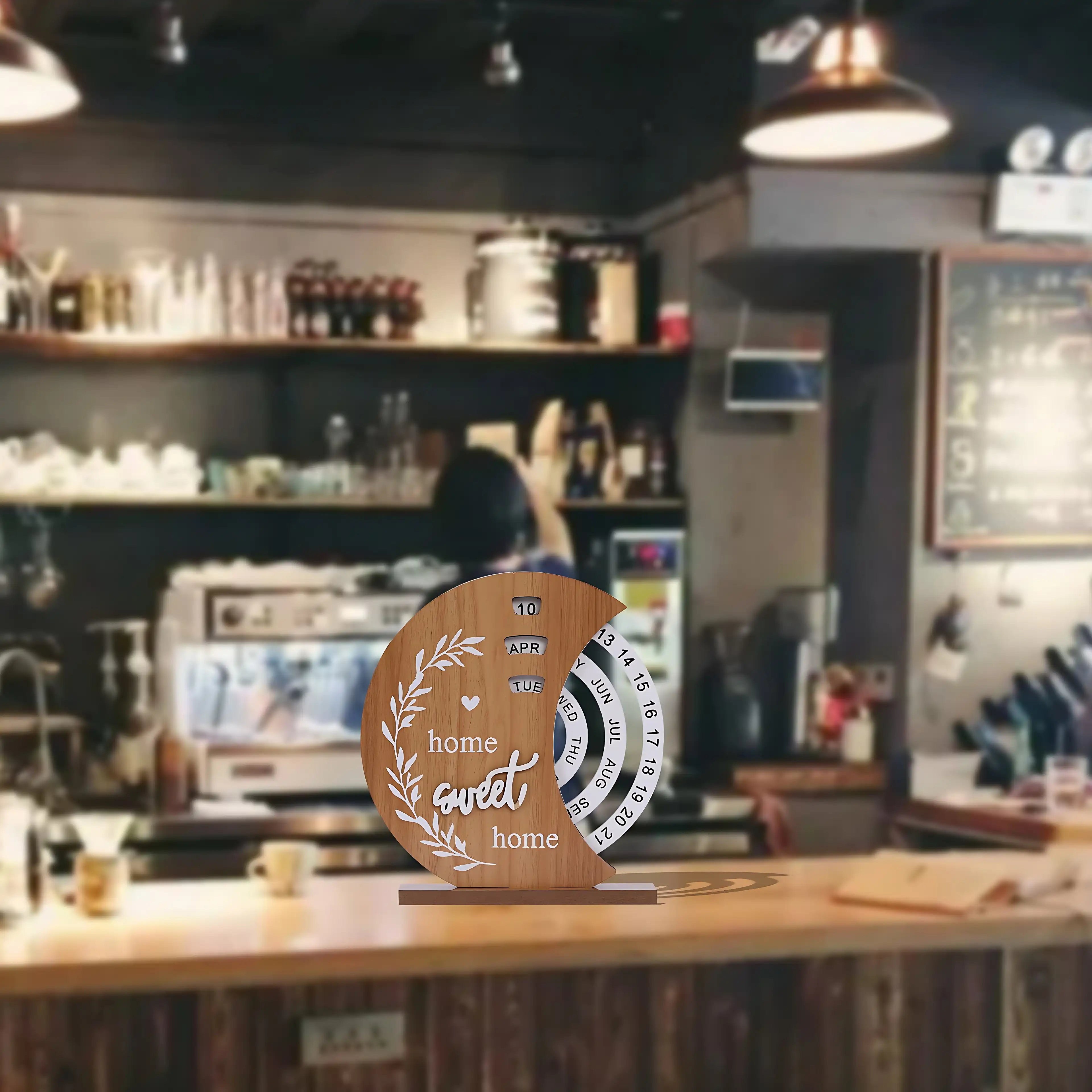 Wooden Rotating Perpetual Calendar - Desktop Date Display for Home & Office