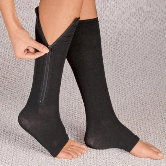 ROYALUCK Zippered Open Toe Compression Socks Support Stockings 20-30 mmHg
