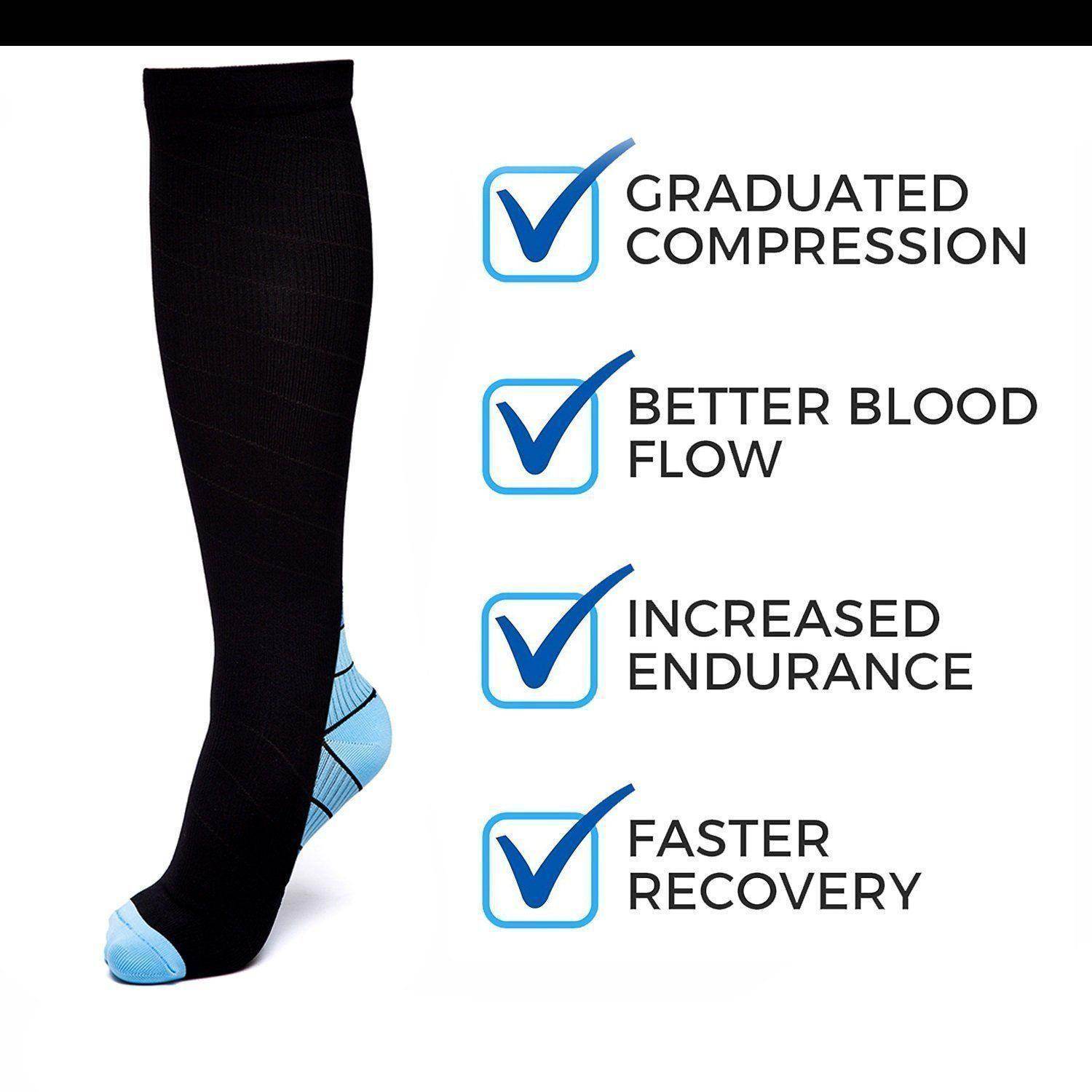 Athletic Fit Compression Socks with Graduated Target Zones 20-30 mmHg Support Stockings
