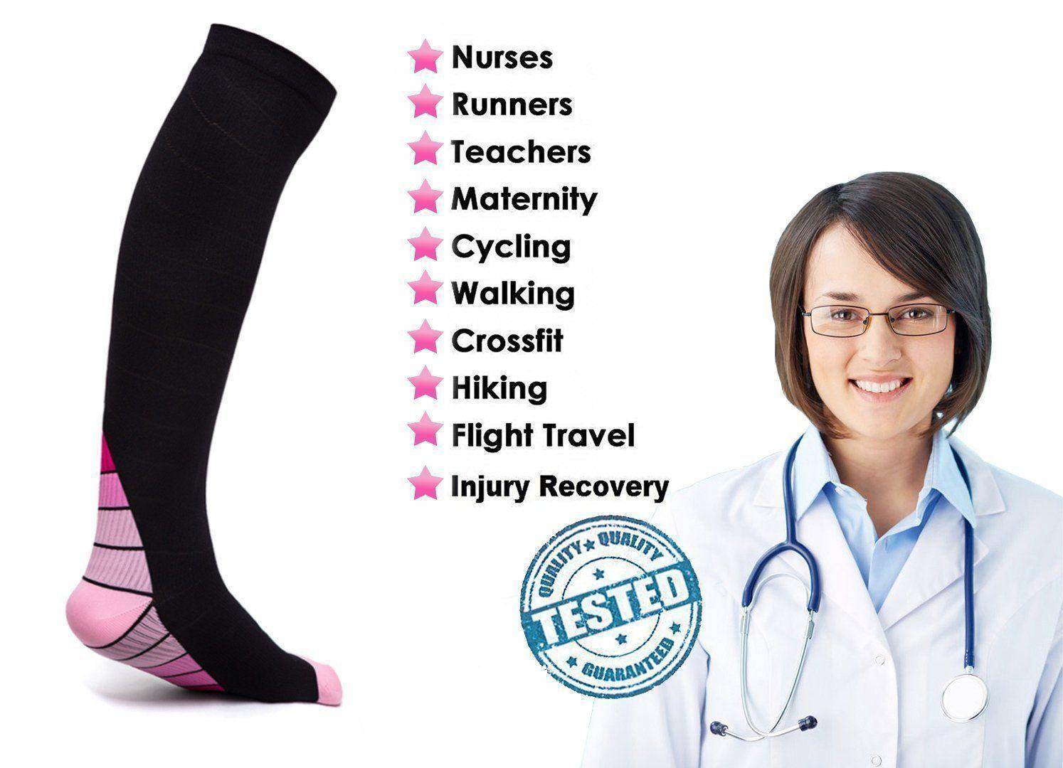 Athletic Fit Compression Socks with Graduated Target Zones 20-30 mmHg Support Stockings