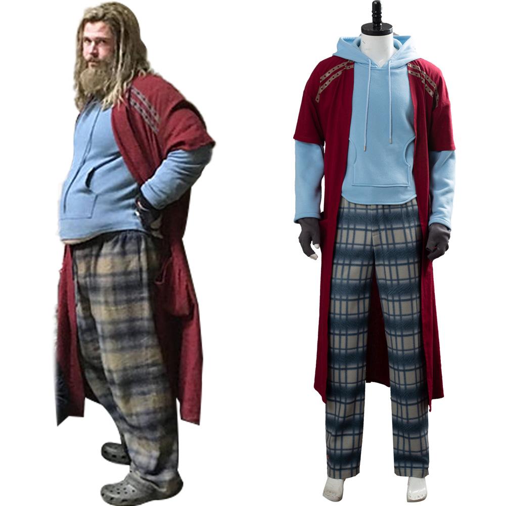Halloween Costume Fat Thor Endgame Coat + Underwear + Trousers + Beard and Wig