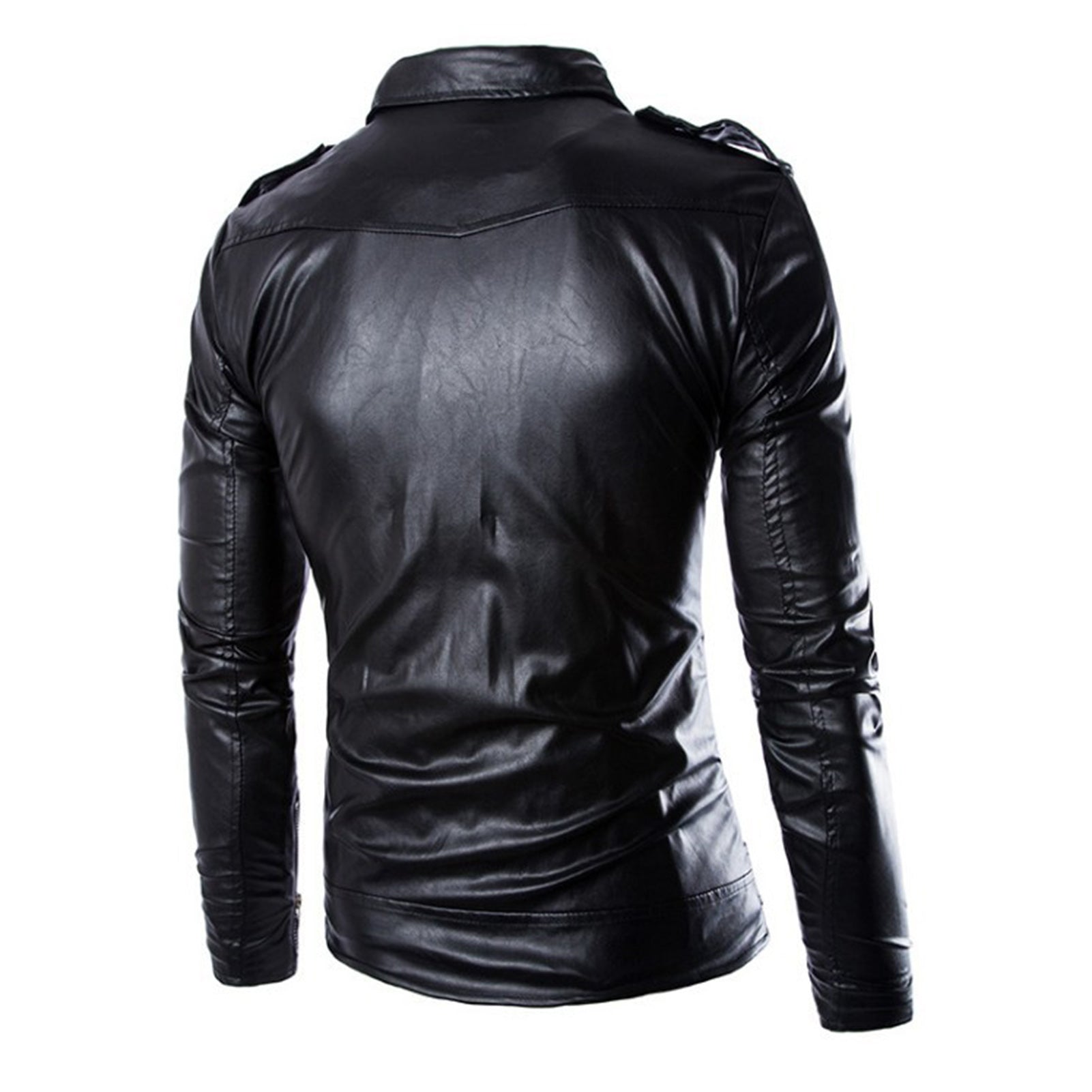 Jacket Turn-down Collar Solid Color Slim Long Sleeve Male Coat