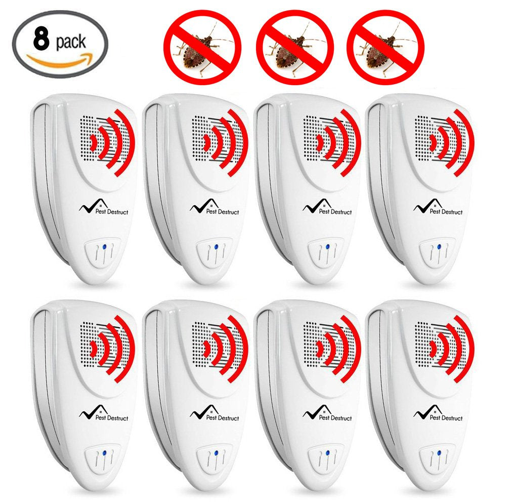 Ultrasonic Stink Bug Repeller - PACK OF 8 - 100% SAFE for Children and Pets - Quickly Eliminate Pests