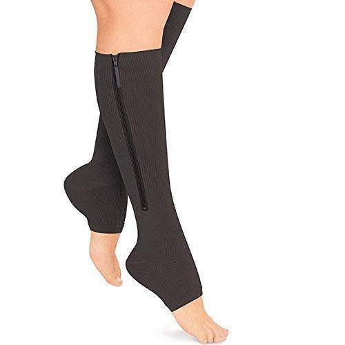 Copper Zipper Compression Socks - Zip Up Support Stockings ~ Easy to Wear!