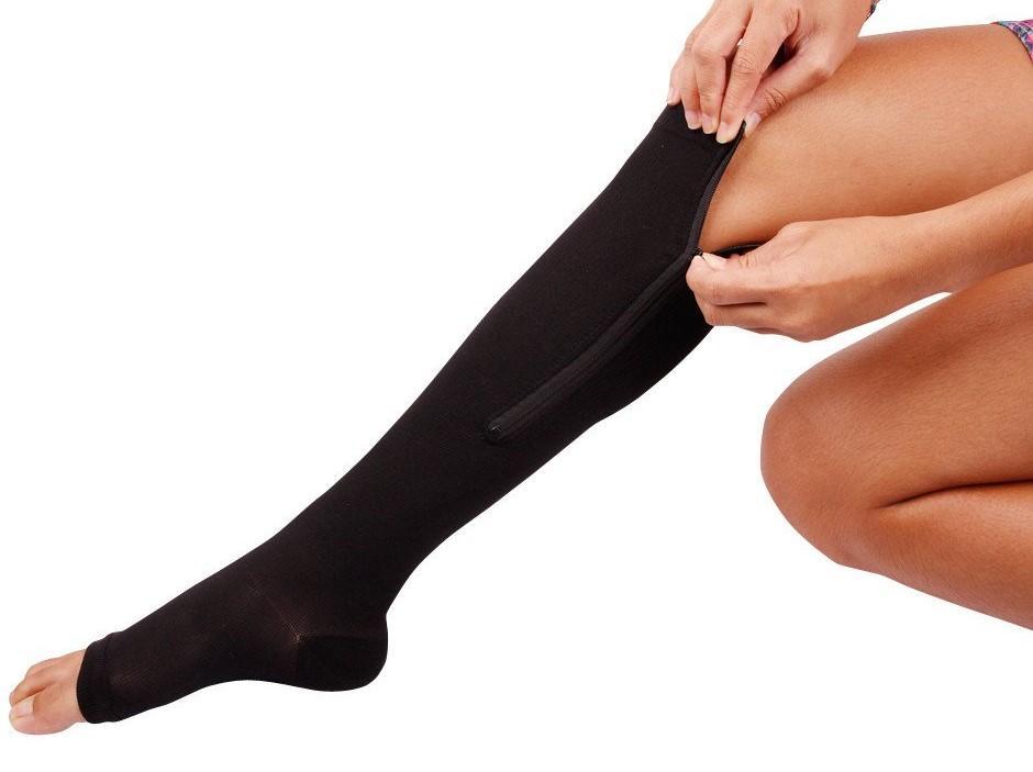 Zippered Compression Socks Support Stockings 20-30 mmHg