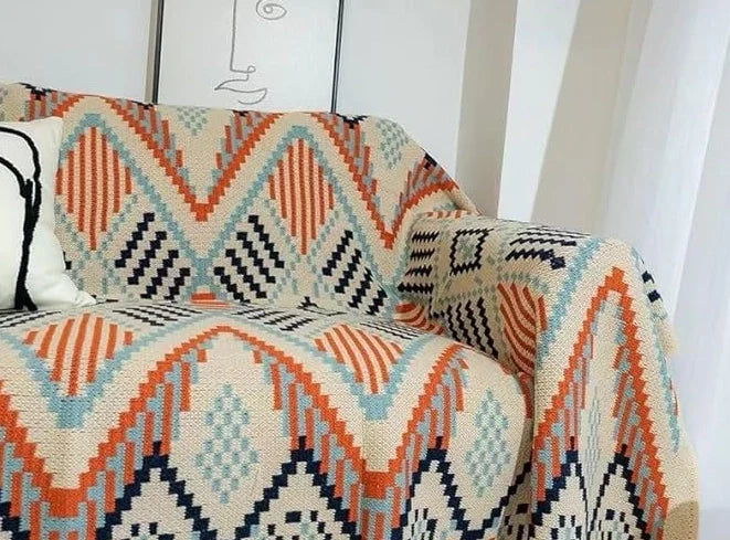 Bohemian Throw Blanket Tassels Soft Knitted Throw Blanket