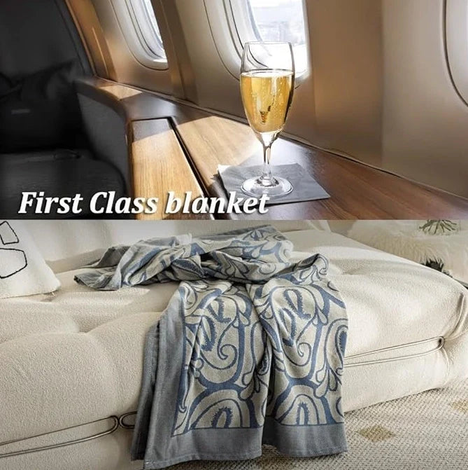 Comfort Blanket for First Class Aircraft Soft Lightweight Breathable Blanket for All Season