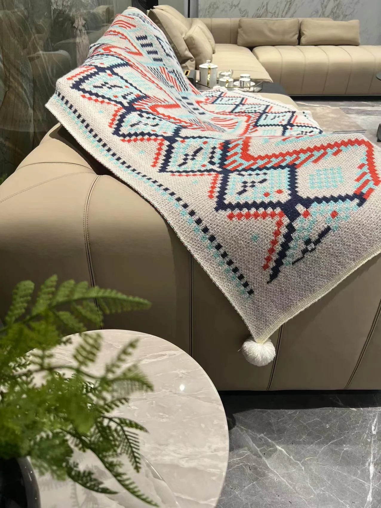 Bohemian Throw Blanket Tassels Soft Knitted Throw Blanket