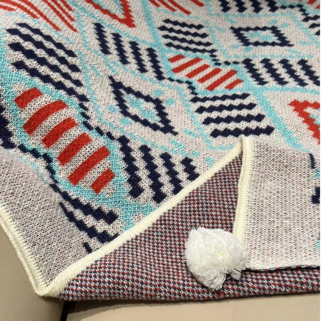 Bohemian Throw Blanket Tassels Soft Knitted Throw Blanket