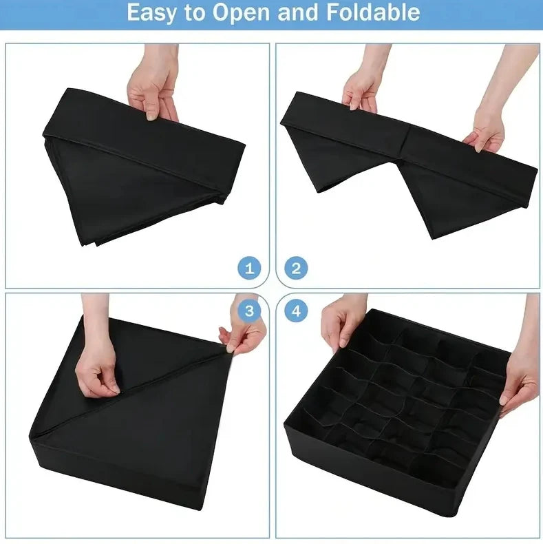 2 Pack Closet Socks Organizer 24-Cell Collapsible Organizer