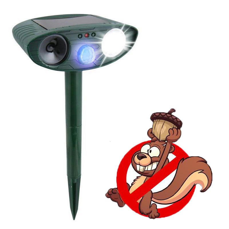 Ultrasonic Squirrel Repeller - Solar Powered - Get Rid of Squirrels in 48 Hours - CA
