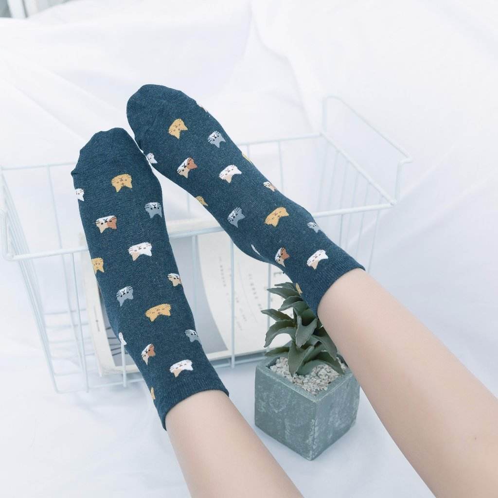 CAT FACE PATTERN WOMEN'S ANKLE SOCKS