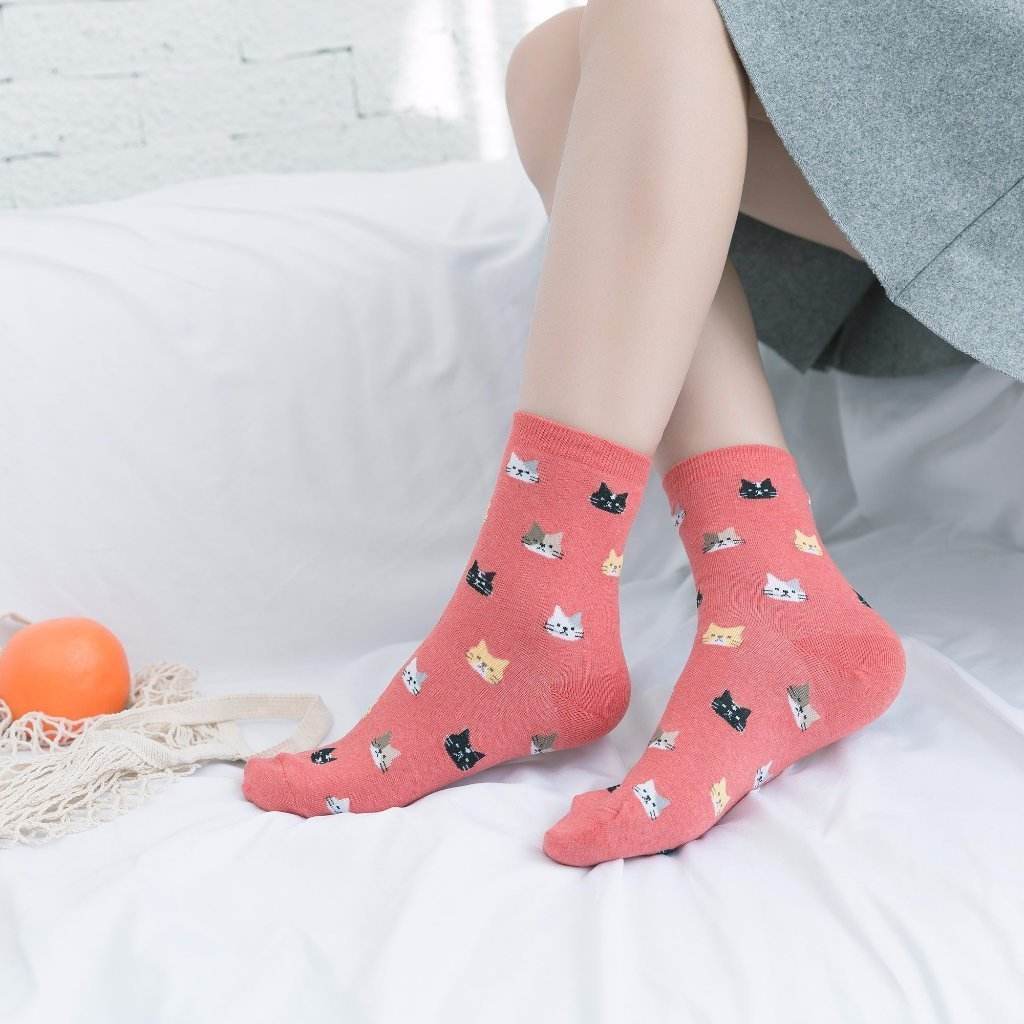 CAT FACE PATTERN WOMEN'S ANKLE SOCKS