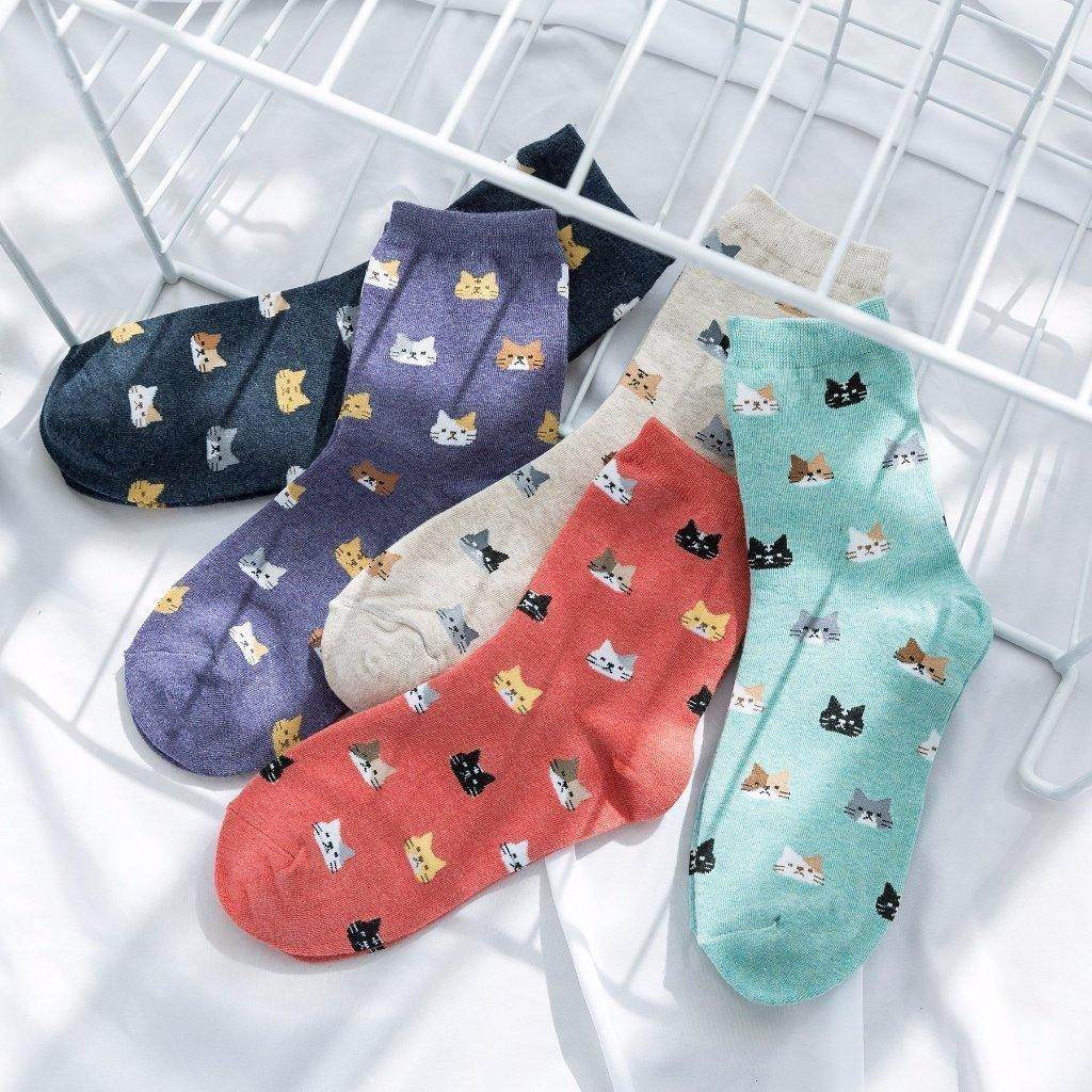 CAT FACE PATTERN WOMEN'S ANKLE SOCKS